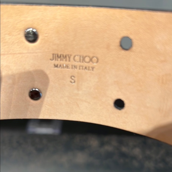 Jimmy Choo Black Leather Belt with Silver Studs Size S